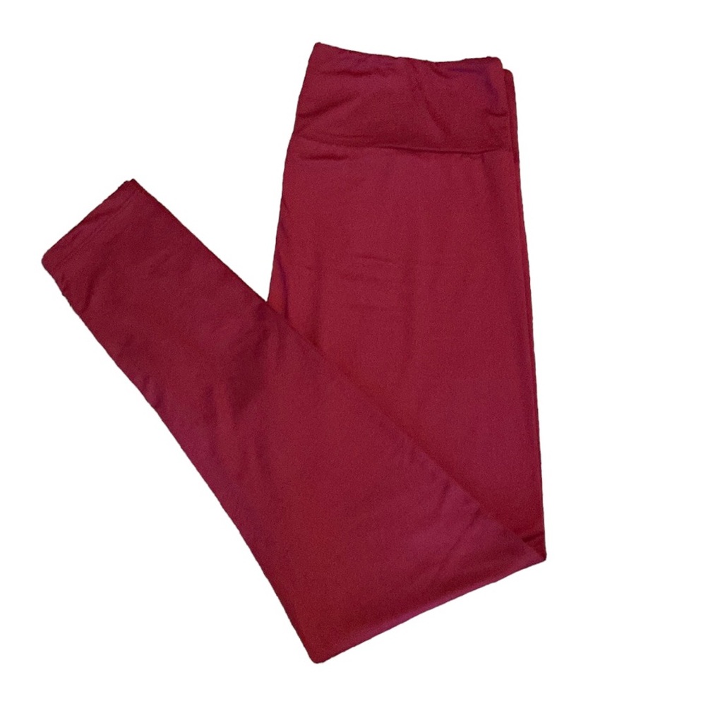 LuLaRoe wine/maroon colored leggings in women’s size TC (12-18)